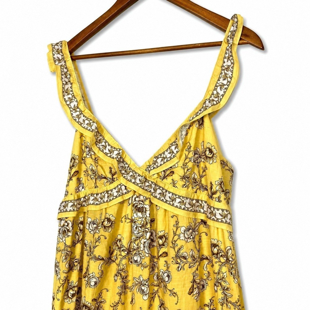 Anthropologie Max Studio $198 XS Maxi Dress Butter Yellow Boho Chic Cottagecore - Picture 3 of 7